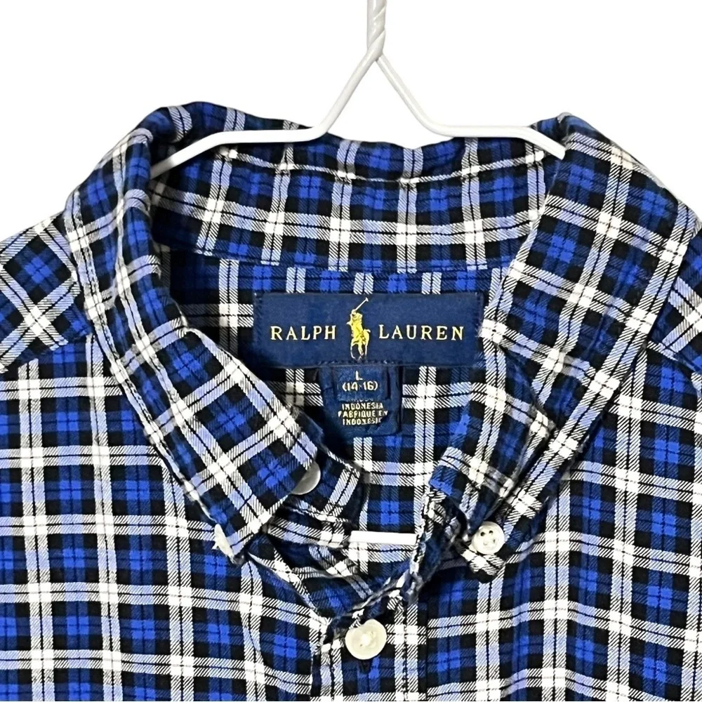 Ralph Lauren Button Down Plaid Long Sleeve Shirt Size Large (14/16)